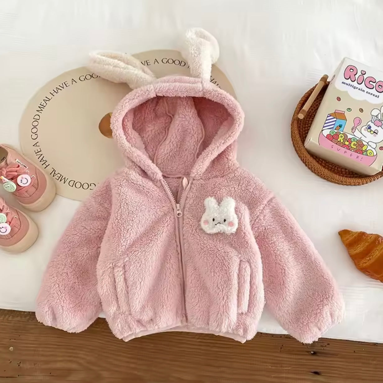 ANIMAL EAR FLUFFY ZIP UP JACKET