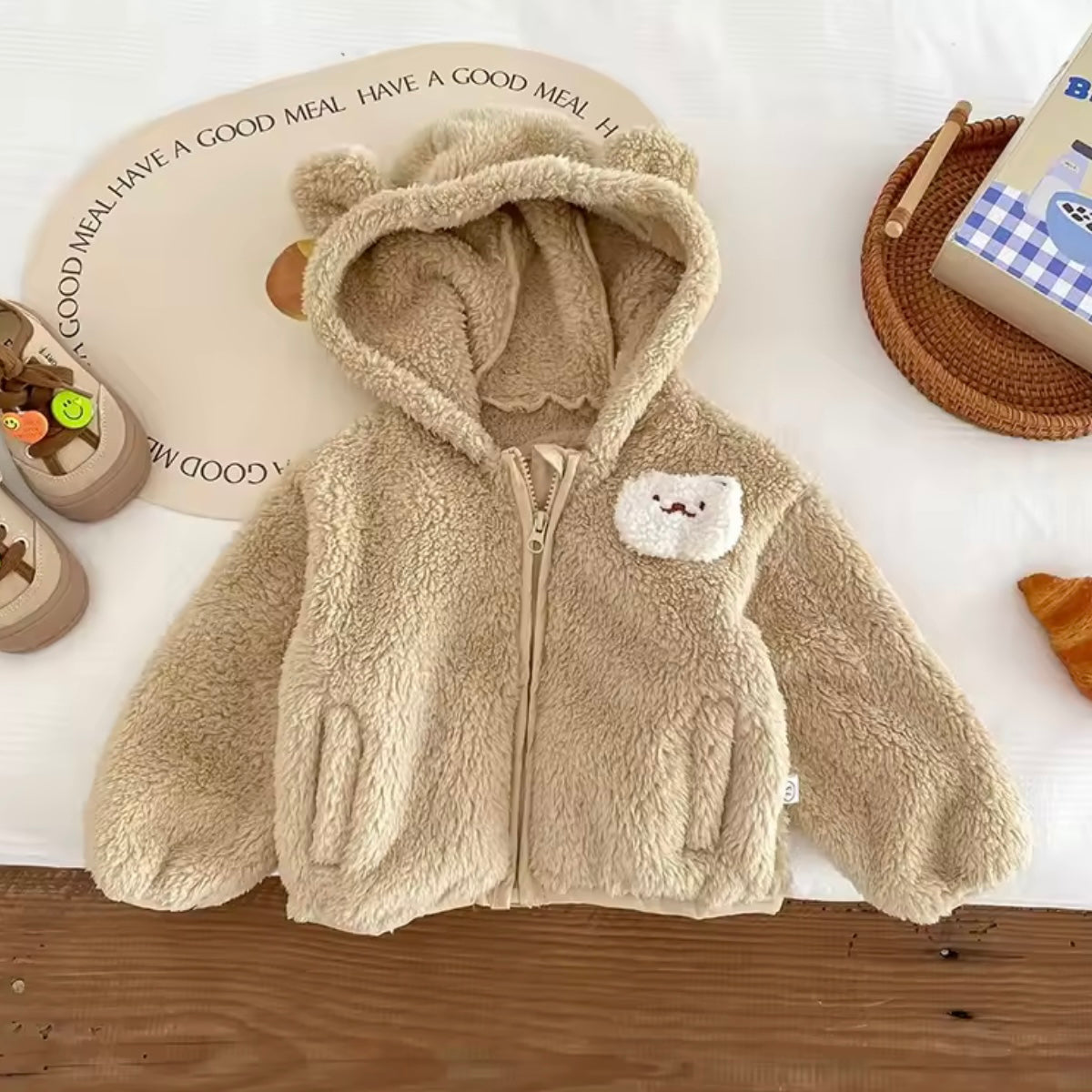 ANIMAL EAR FLUFFY ZIP UP JACKET