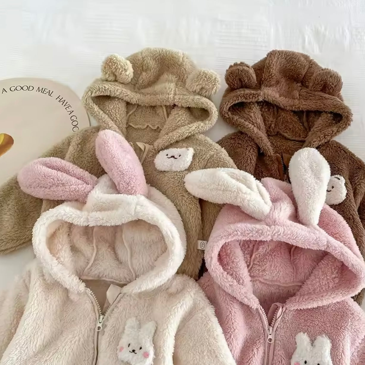 ANIMAL EAR FLUFFY ZIP UP JACKET