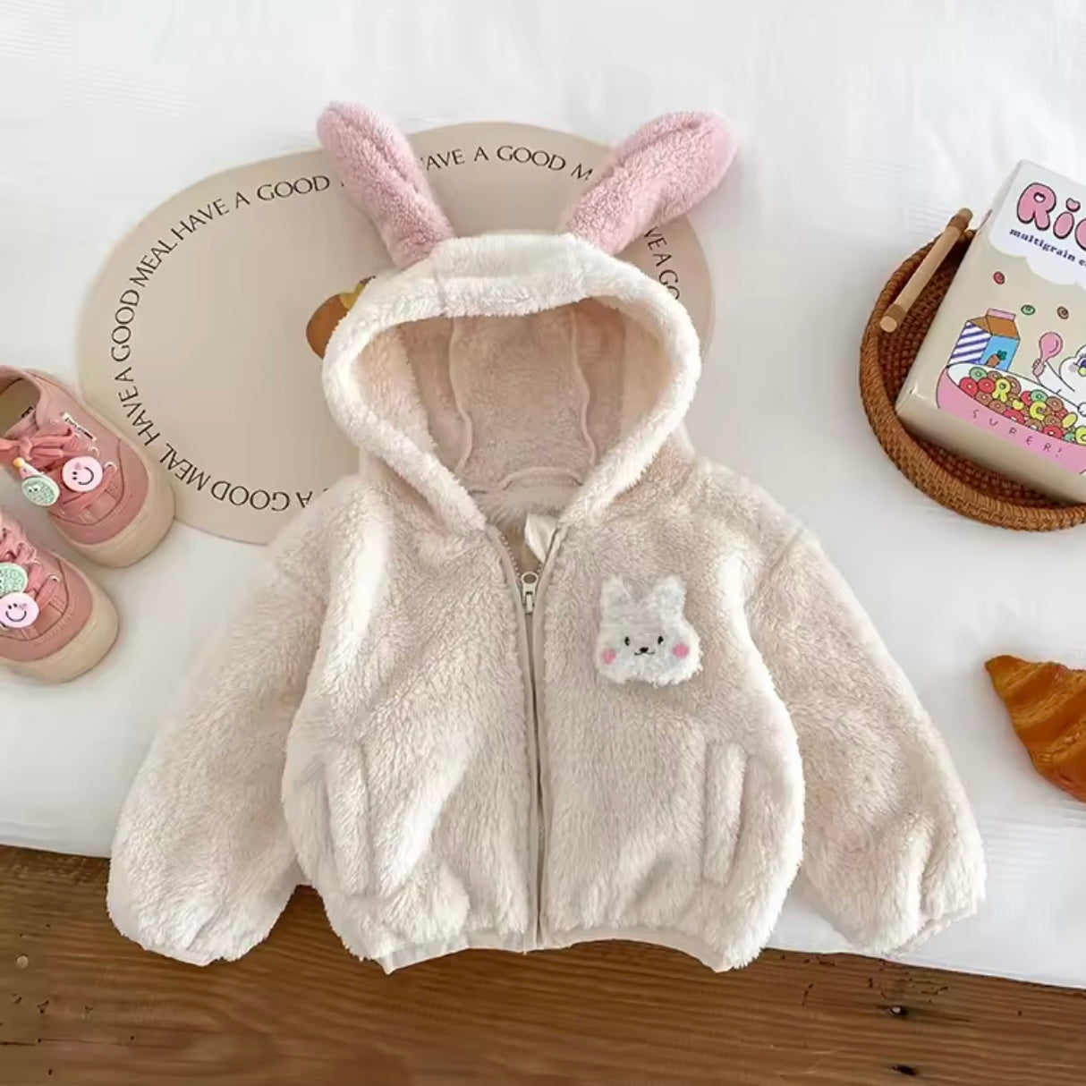 ANIMAL EAR FLUFFY ZIP UP JACKET