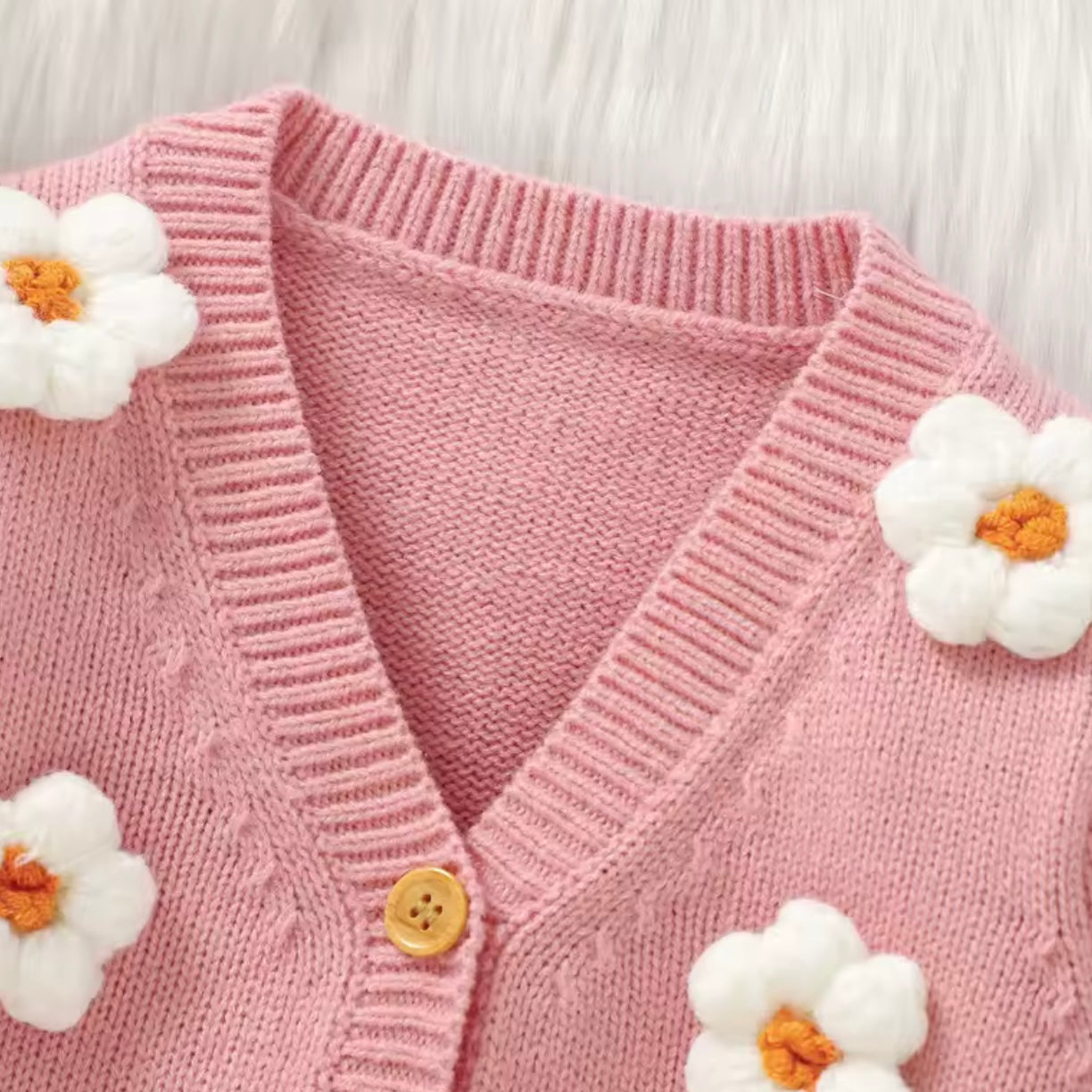 PINK FLOWER KNITTED CARDIGAN