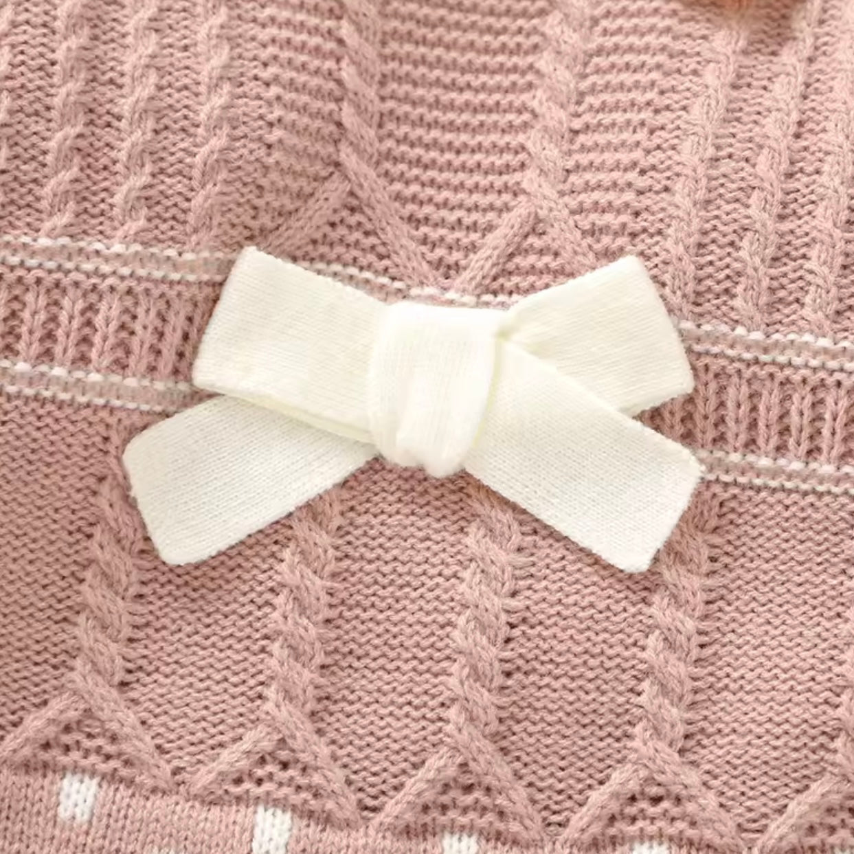 PINK AND WHITE BOW ROMPER WITH HAT