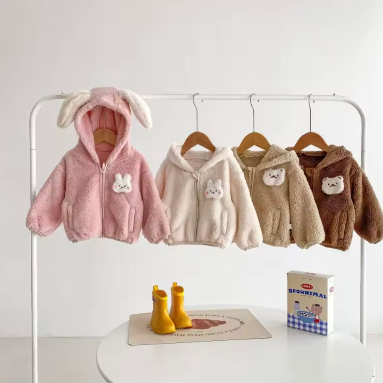 ANIMAL EAR FLUFFY ZIP UP JACKET