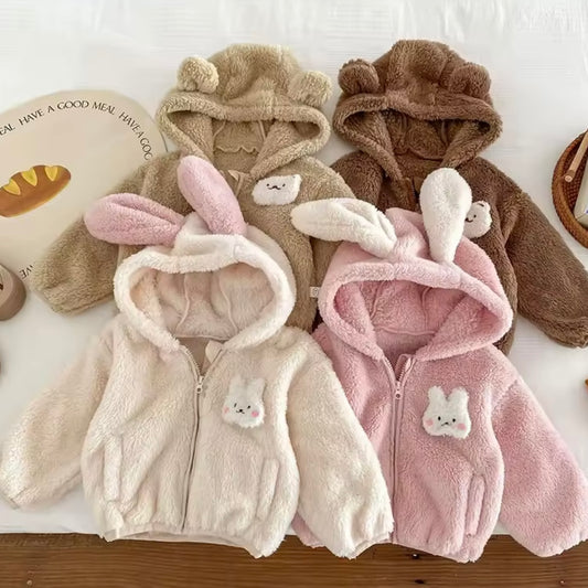 ANIMAL EAR FLUFFY ZIP UP JACKET