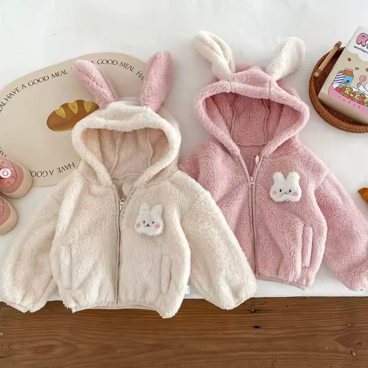 ANIMAL EAR FLUFFY ZIP UP JACKET
