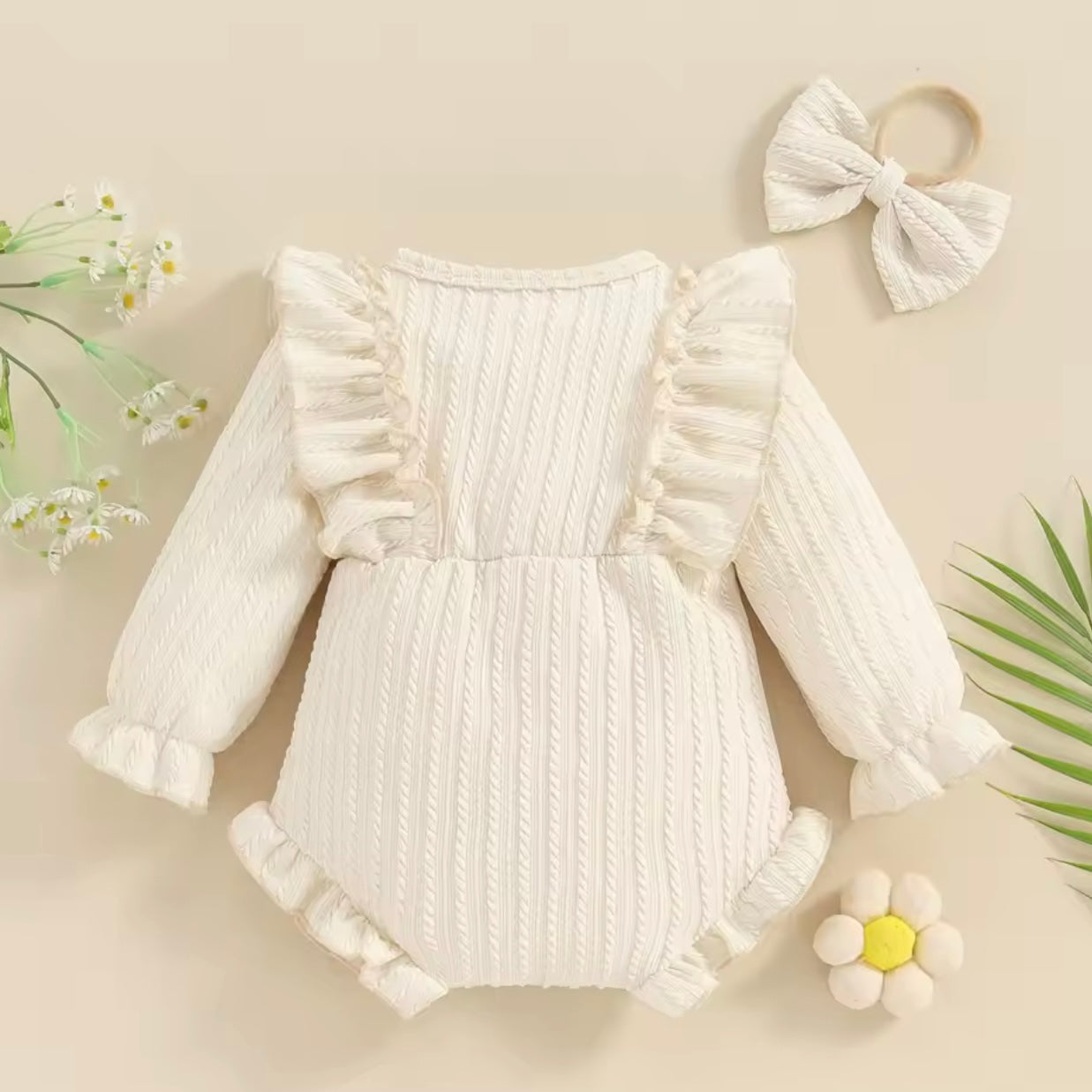 BOW FRILL ALL IN ONE BABY GROW ROMPER