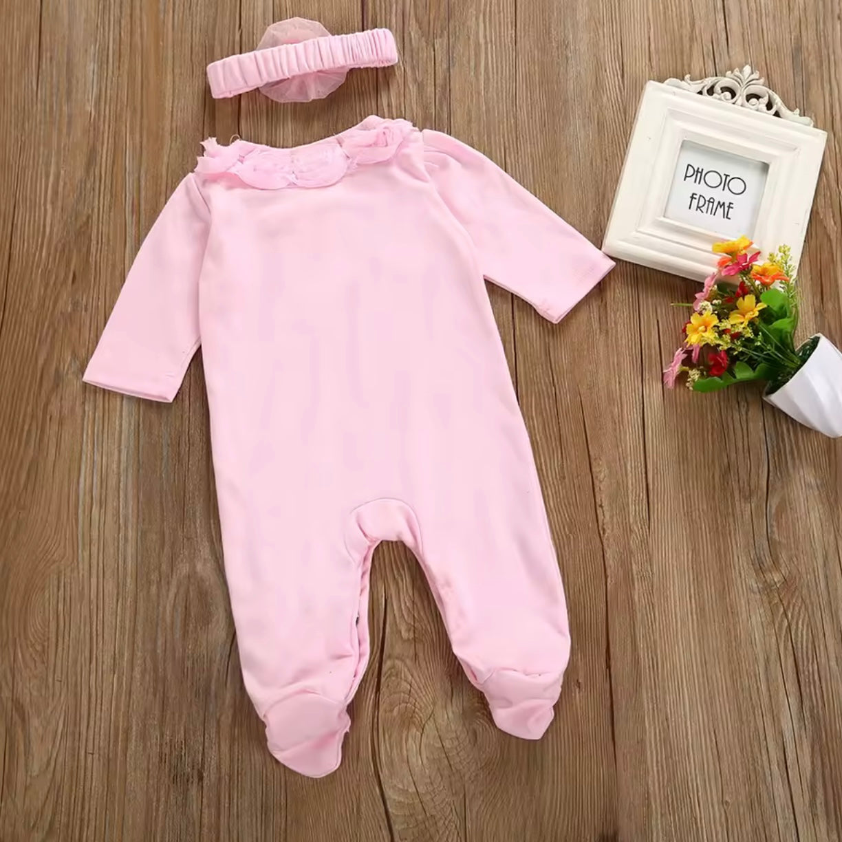 PINK ROSE BUD BABY GROW