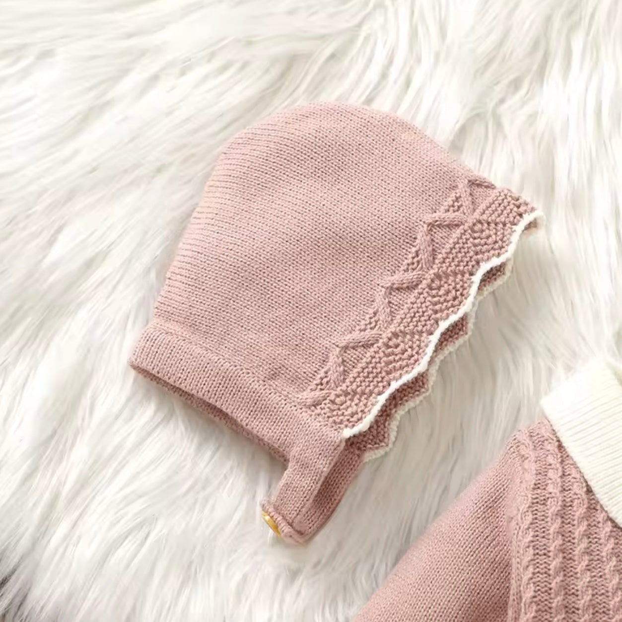 PINK AND WHITE BOW ROMPER WITH HAT