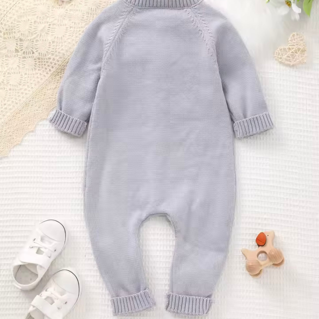BLUE FLOWER STEM BABY GROW ROMPER