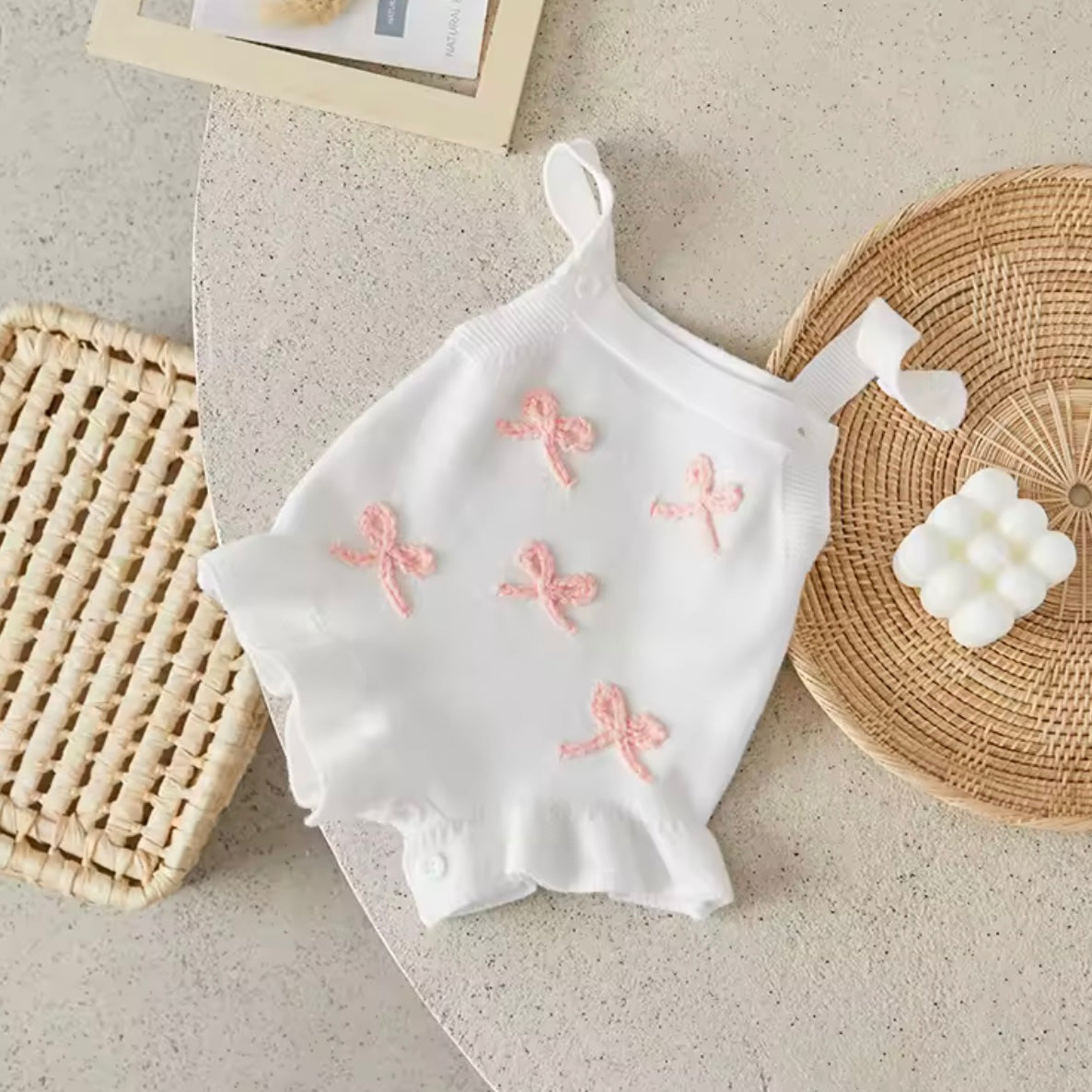 ALTERNATE COLOUR BOW ROMPER BABY GROW
