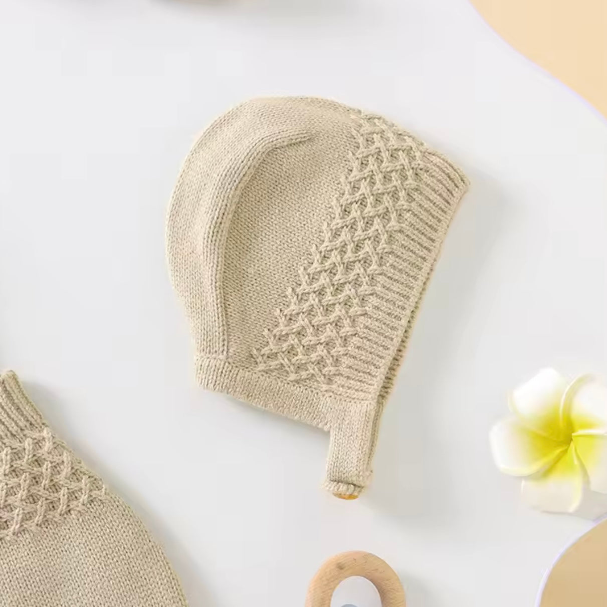 CAMEL BEIGE ALL IN ONE WITH BONNET HAT