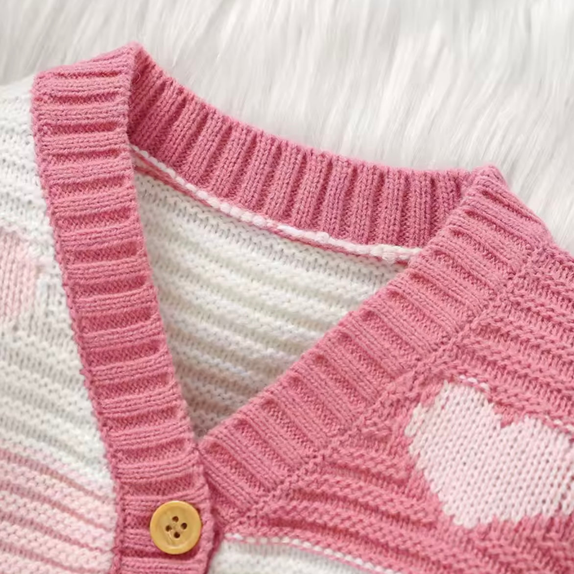PINK HEART KNITTED CARDIGAN