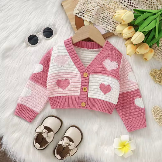 PINK HEART KNITTED CARDIGAN