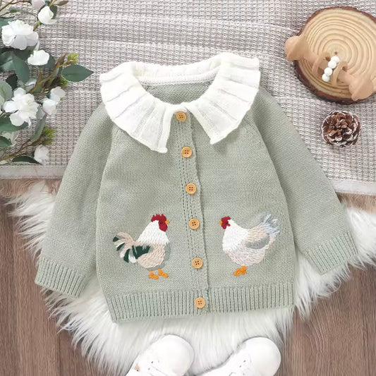SAGE GREEN CHICKEN CARDIGAN JUMPER