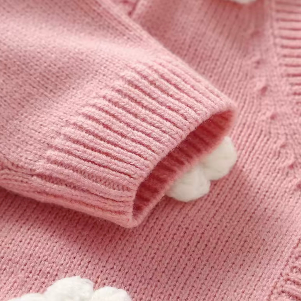 PINK FLOWER KNITTED CARDIGAN
