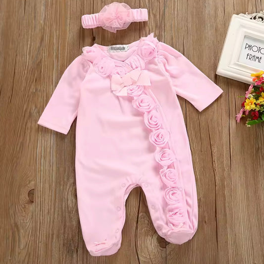 PINK ROSE BUD BABY GROW