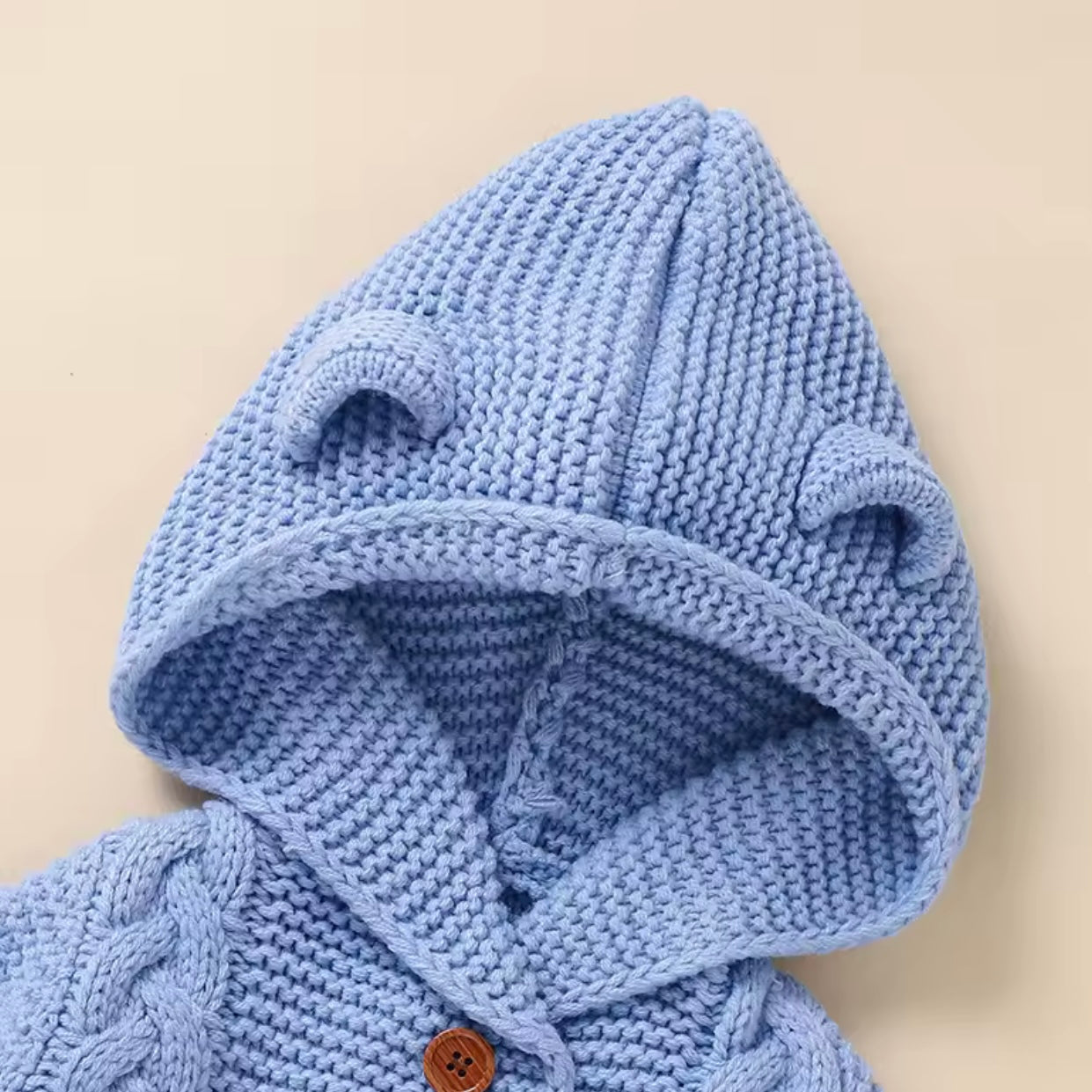BLUE HOODED ROMPER WITH BEAR EARS